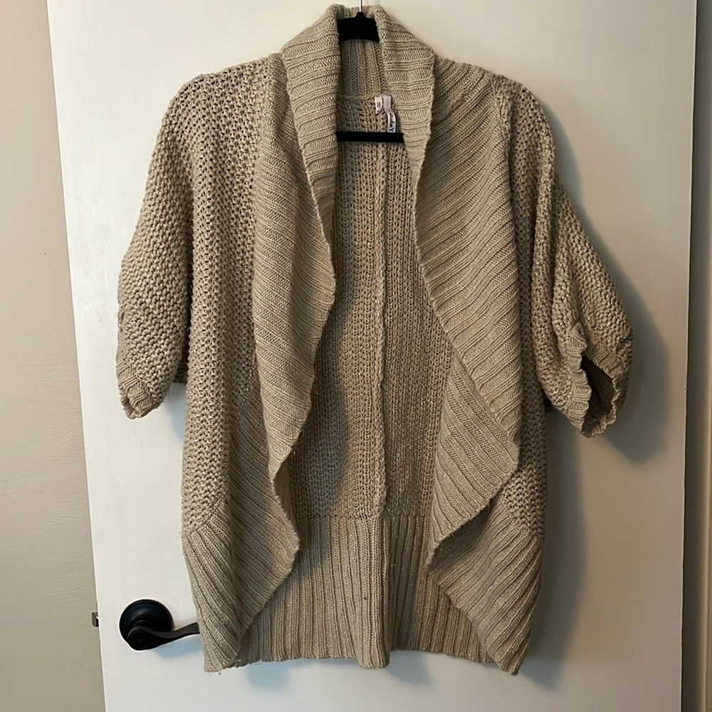 Size XL Cream Short Sleeve Cardigan